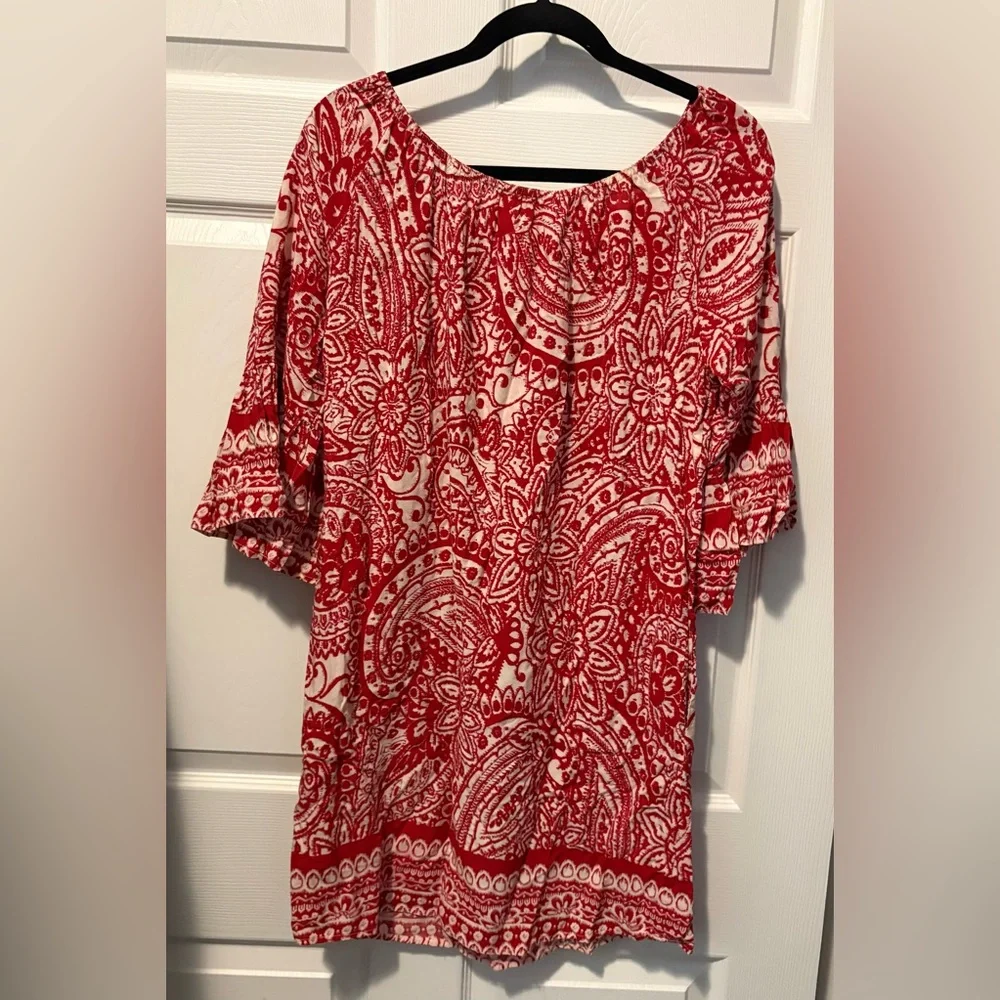 Umgee Red and White Paisley Dress - Picture 6 of 6